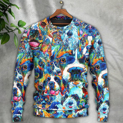 Dog Lover Delight Art Style - Sweater - Ugly Christmas Sweaters - Owls Matrix LTD
