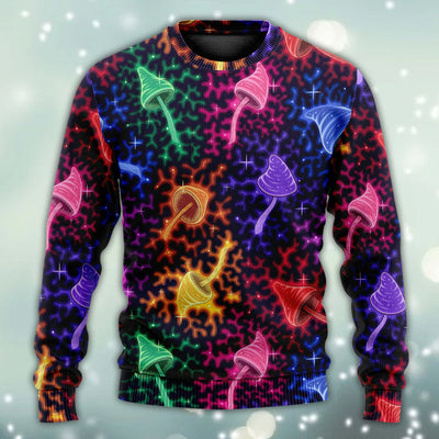 Mushroom Galaxy Rainbow Colorful Bright - Sweater - Ugly Christmas Sweaters - Owls Matrix LTD