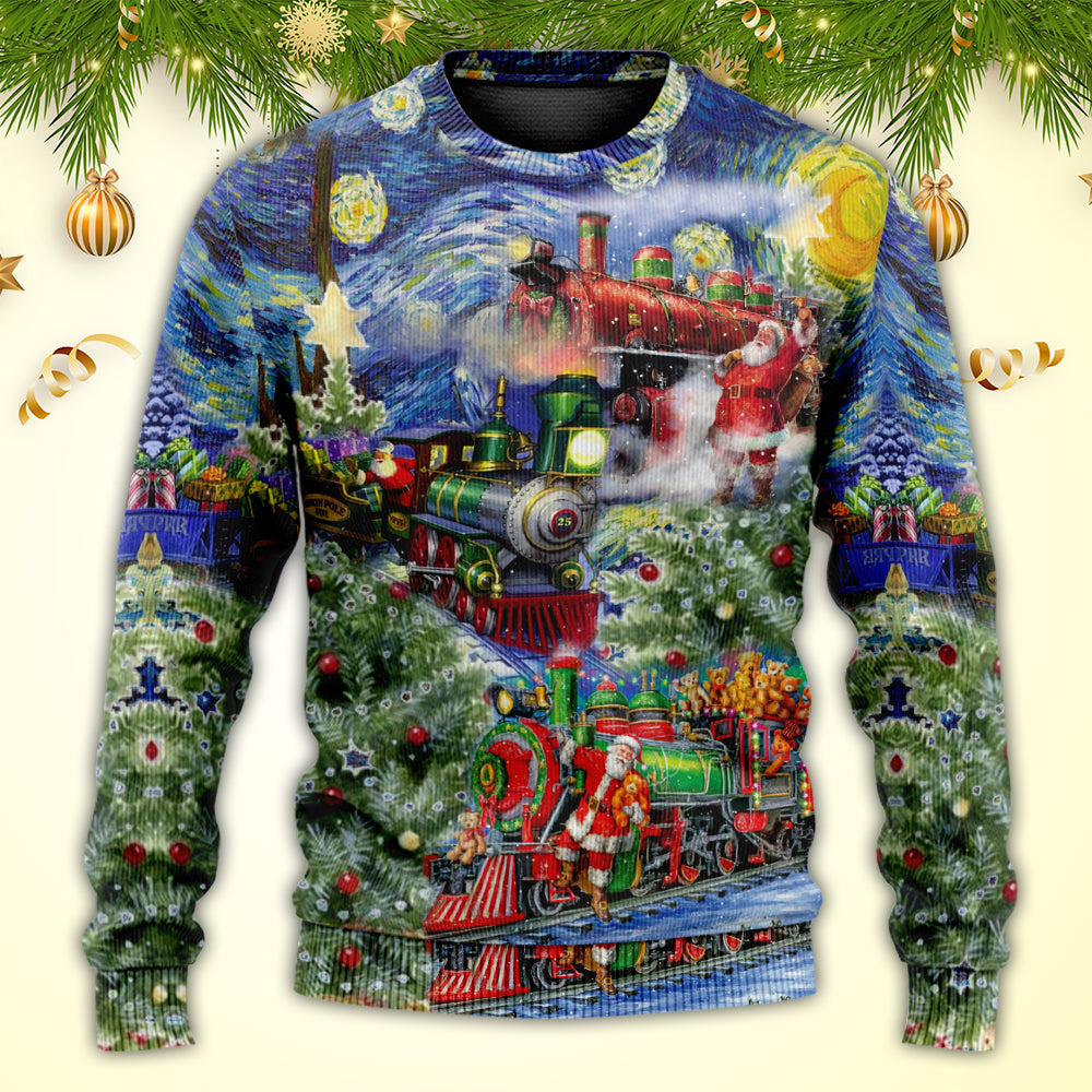 Christmas The Gift Train Arrives At The Wharf - Sweater - Ugly Christmas Sweaters - Owls Matrix LTD