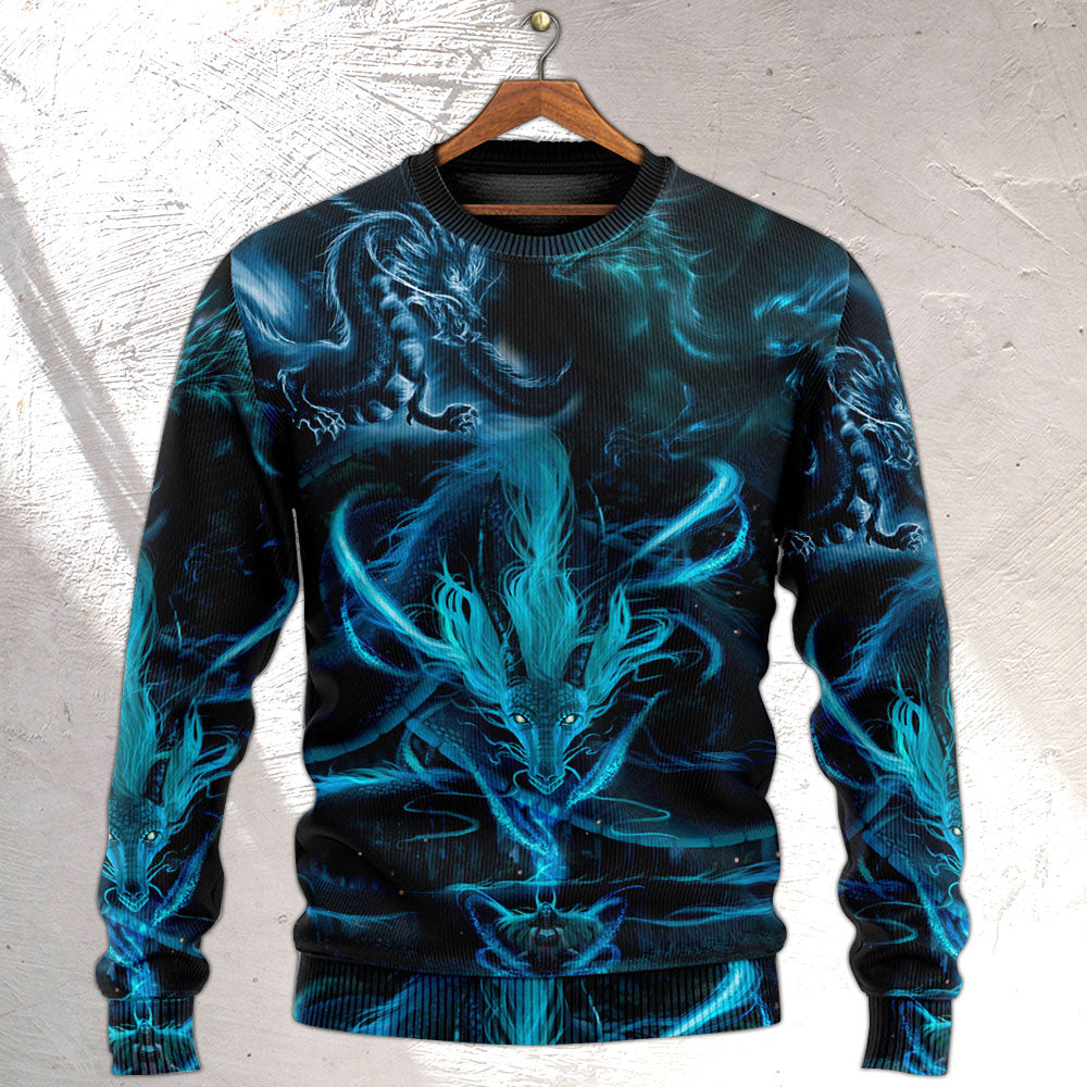 Dragon Blue Lighting And The Witch - Sweater - Ugly Christmas Sweaters - Owls Matrix LTD