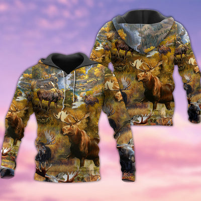 Moose Animals Advice From A Moose Spend Time In The Woods - Hoodie - Owls Matrix LTD