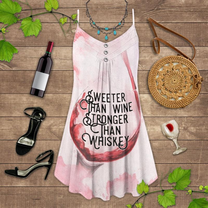 Wine And Summer Vibes Sweeter Than Wine - Summer Dress - Owls Matrix LTD