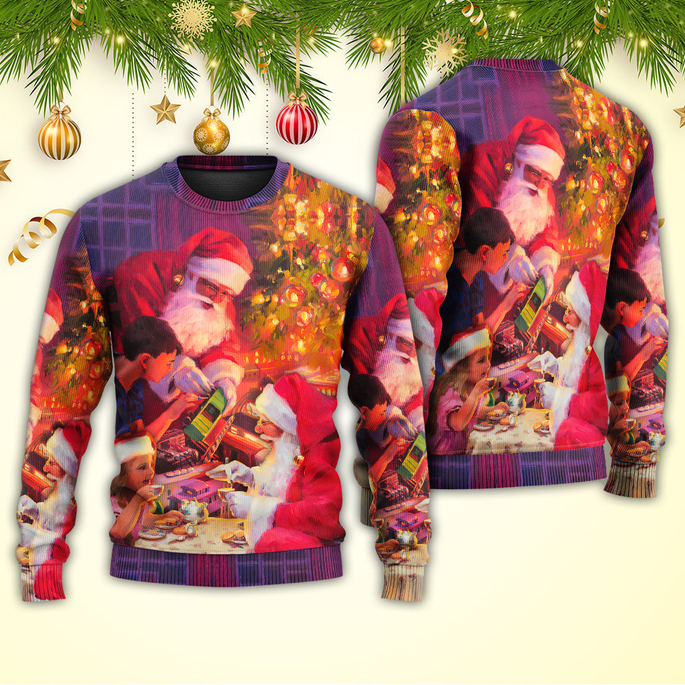 Christmas Santa Claus Story Light Art Style - Sweater - Ugly Christmas Sweaters - Owls Matrix LTD