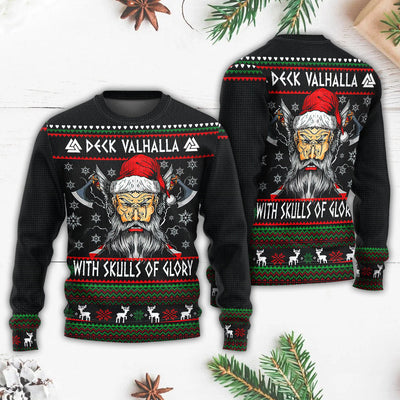Christmas Deck Valhalla With Skull Of Glory - Sweater - Ugly Christmas Sweaters - Owls Matrix LTD