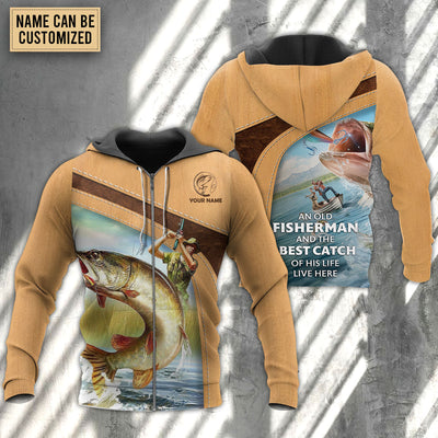 Fishing An Old Fisherman And The Best Catch Personalized - Hoodie - Owls Matrix LTD