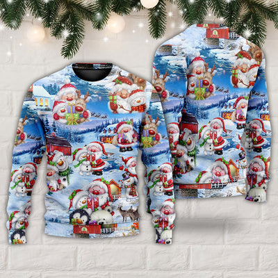 Santa And Snowman Christmas Holiday - Sweater - Ugly Christmas Sweaters - Owls Matrix LTD