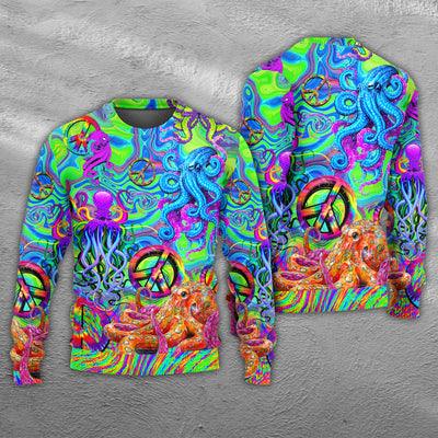 Hippie Funny Octopus Colorful Tie Dye - Sweater - Ugly Christmas Sweaters - Owls Matrix LTD