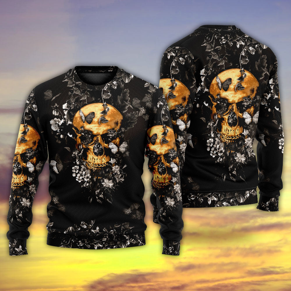 Skull Flowers Grow Out Of Dark Moments - Sweater - Ugly Christmas Sweaters - Owls Matrix LTD