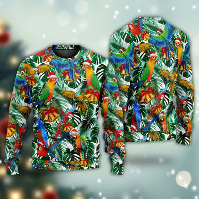 Parrot Love Xmas Tropical Leaf Christmas - Sweater - Ugly Christmas Sweaters - Owls Matrix LTD