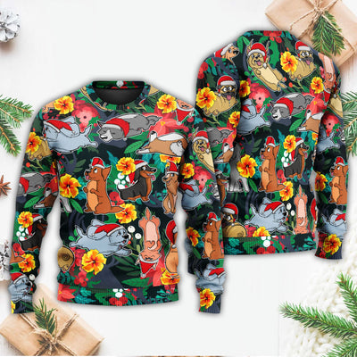 Christmas Dog Santa Merry Xmas - Sweater - Ugly Christmas Sweaters - Owls Matrix LTD