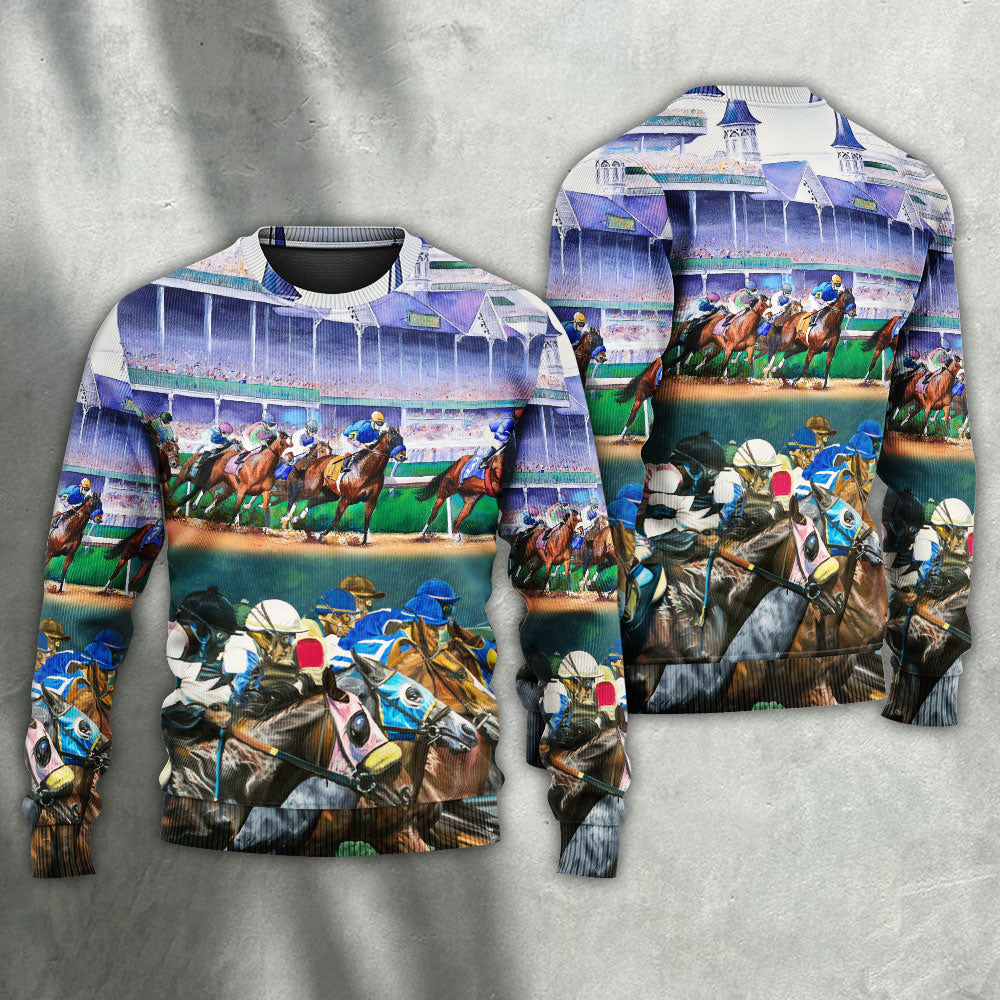 Horse Racing Lover We Love Amazing - Sweater - Ugly Christmas Sweaters - Owls Matrix LTD
