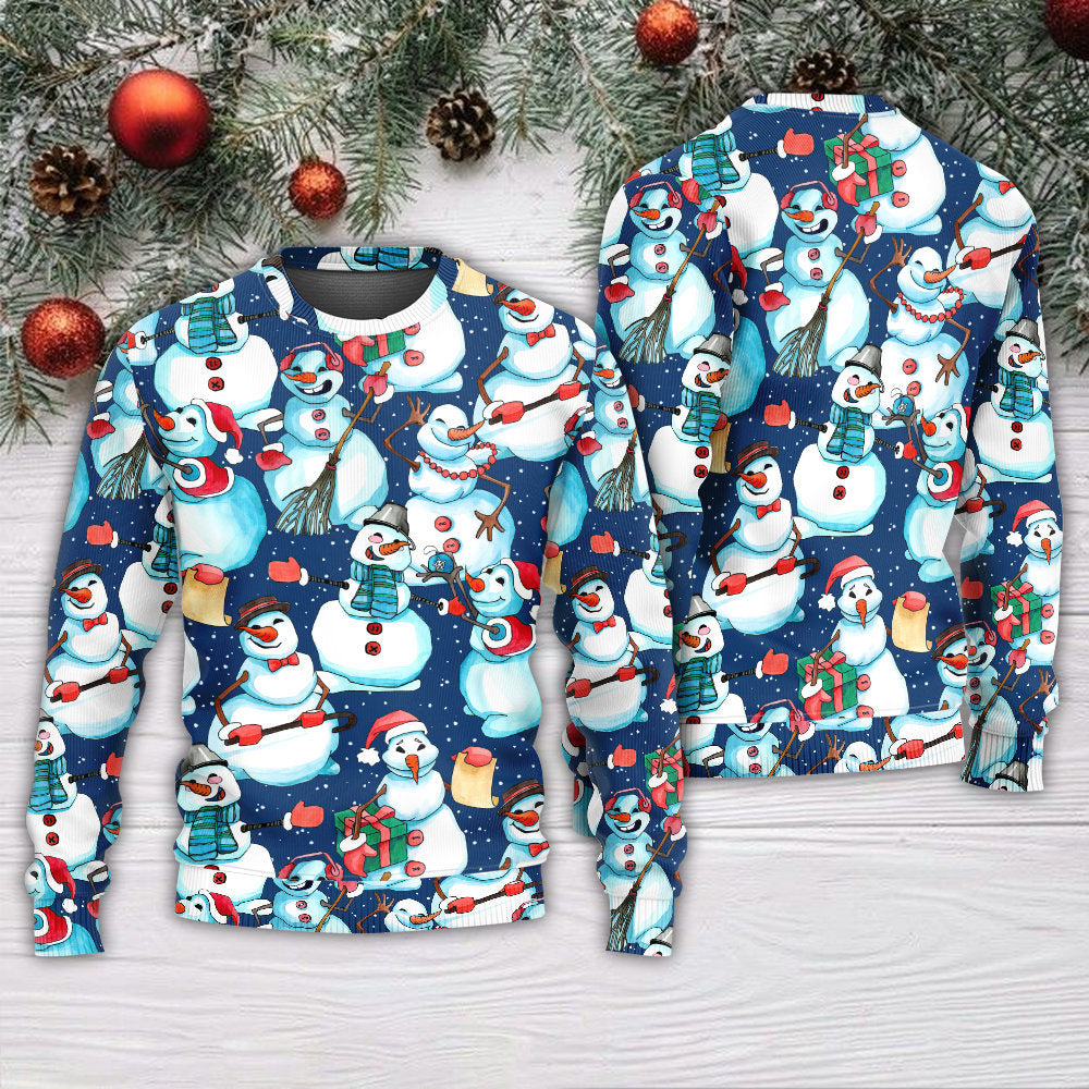 Christmas Happy Snowman Xmas - Sweater - Ugly Christmas Sweaters - Owls Matrix LTD