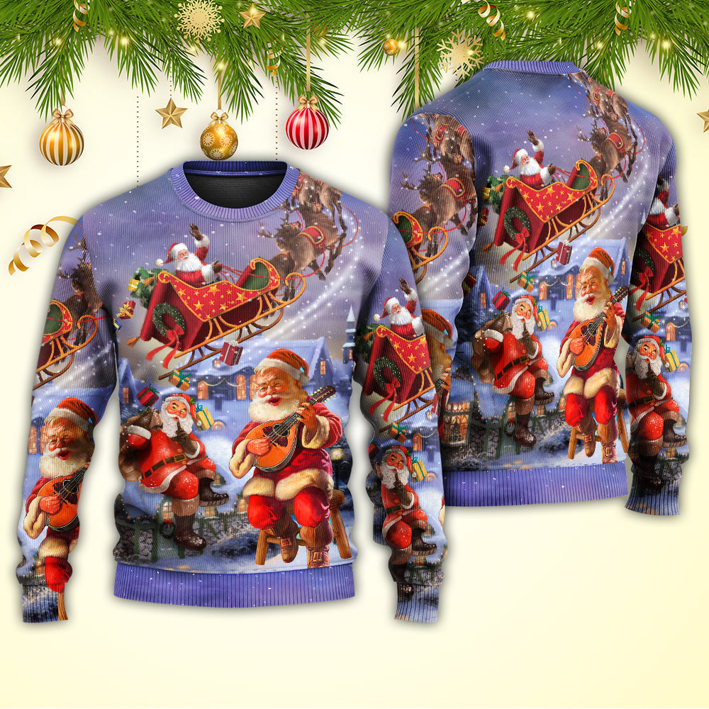Christmas Santa Claus Funny Art Style - Sweater - Ugly Christmas Sweaters - Owls Matrix LTD