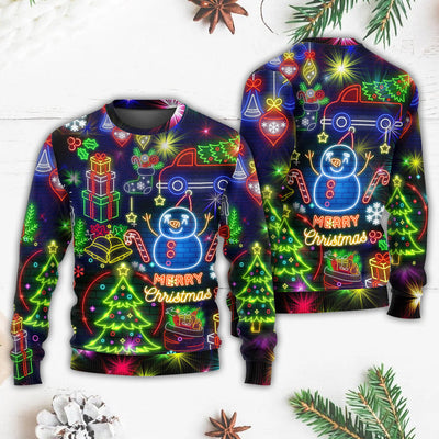Christmas Bright Neon Lighting - Sweater - Ugly Christmas Sweaters - Owls Matrix LTD