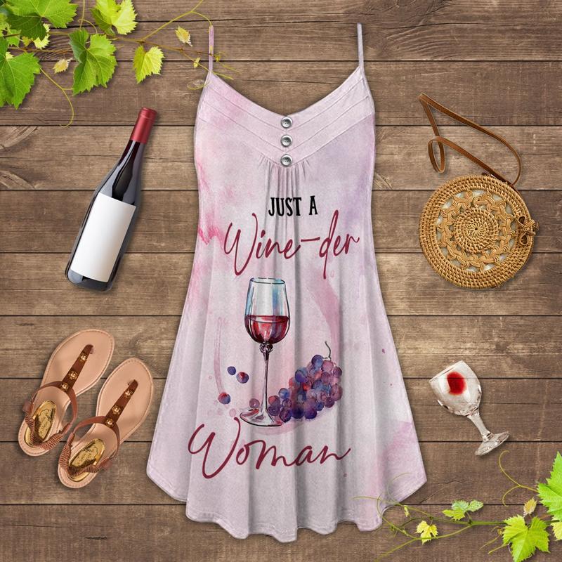 Wine And Summer Vibes Just A Wine - Summer Dress - Owls Matrix LTD