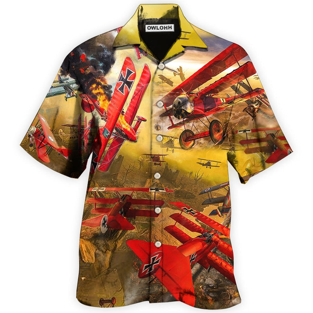 Hawaiian Shirt / Adults / S Airplane In The War Style - Hawaiian Shirt - Owls Matrix LTD