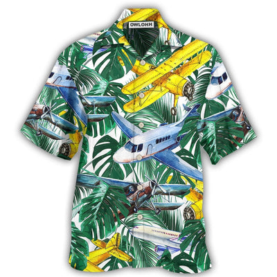 Hawaiian Shirt / Adults / S Airplane Tropical Leaf Wish Right Now - Hawaiian Shirt - Owls Matrix LTD