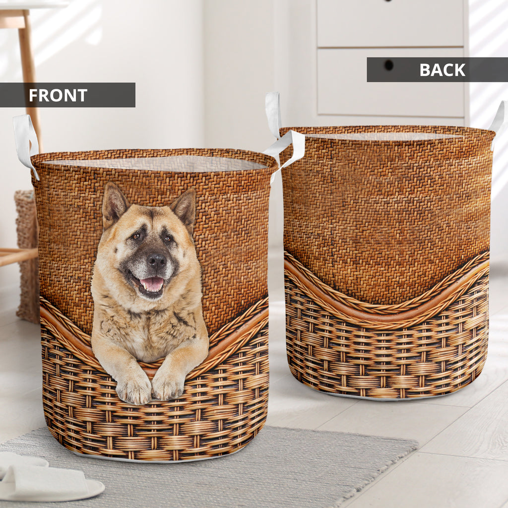 Akita Dog Rattan Teaxture - Laundry Basket - Owls Matrix LTD