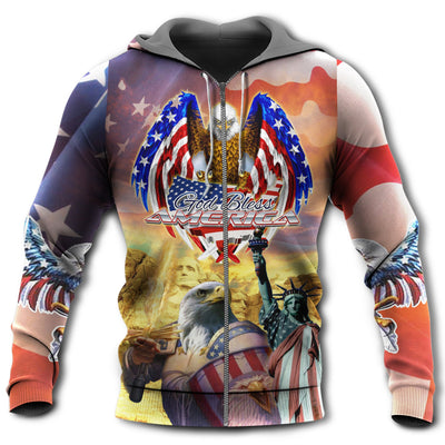 Zip Hoodie / S America Eagle Patriotic God Bless America - Hoodie - Owls Matrix LTD
