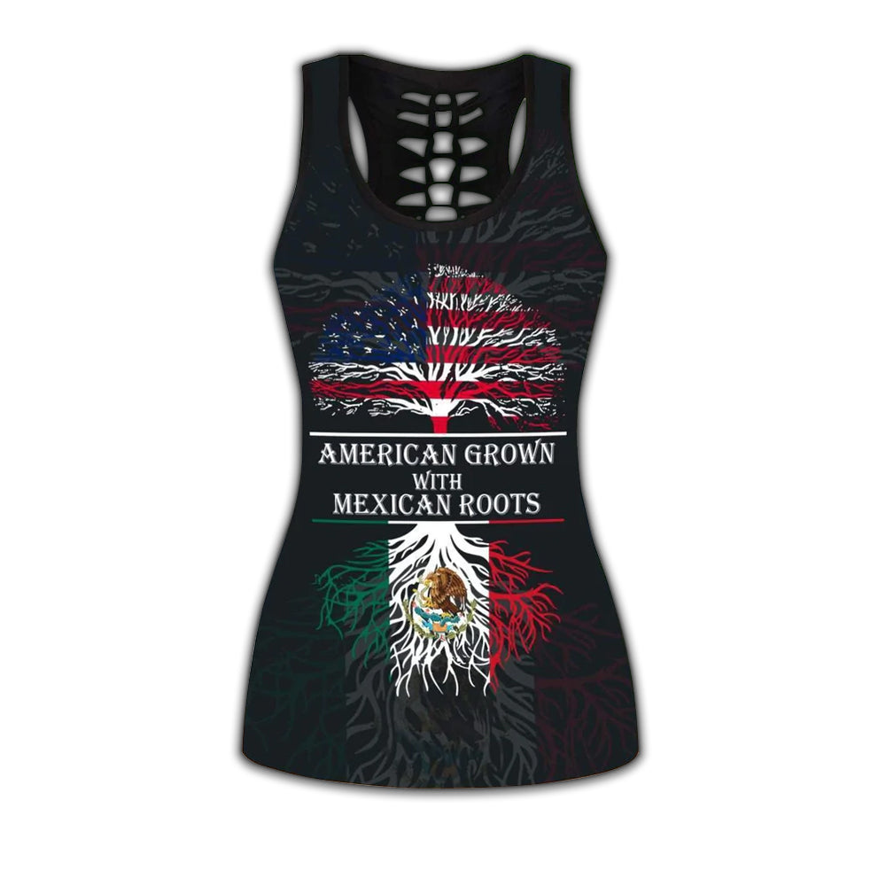 S America Grown With Mexican Roots - Tank Top Hollow - Owls Matrix LTD