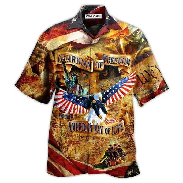 Hawaiian Shirt / Adults / S America Guardian Of Freedom And The American Way Of Life - Hawaiian Shirt - Owls Matrix LTD