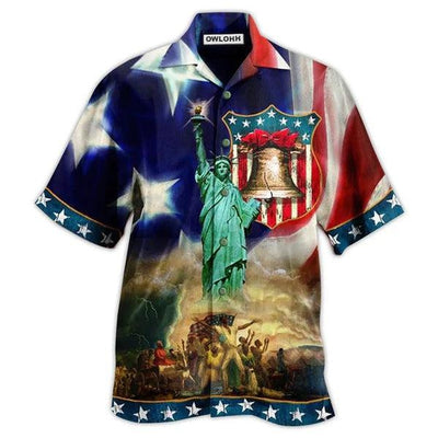 Hawaiian Shirt / Adults / S America Happy Day Freedom America - Hawaiian Shirt - Owls Matrix LTD
