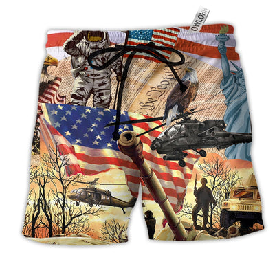 Beach Short / Adults / S America Independence Day We The People - Beach Short - Owls Matrix LTD