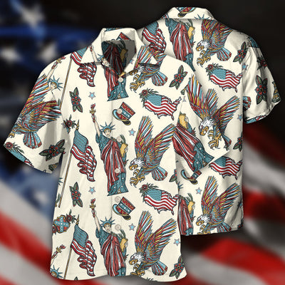 America Symbols Basic Style - Hawaiian Shirt - Owls Matrix LTD