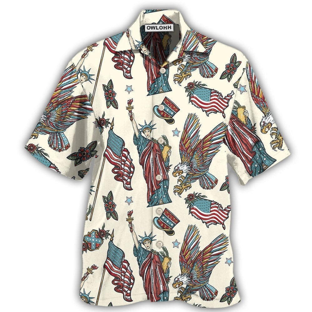 Hawaiian Shirt / Adults / S America Symbols Basic Style - Hawaiian Shirt - Owls Matrix LTD