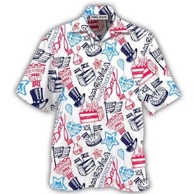 Hawaiian Shirt / Adults / S America Independence Day Art Style - Hawaiian Shirt - Owls Matrix LTD