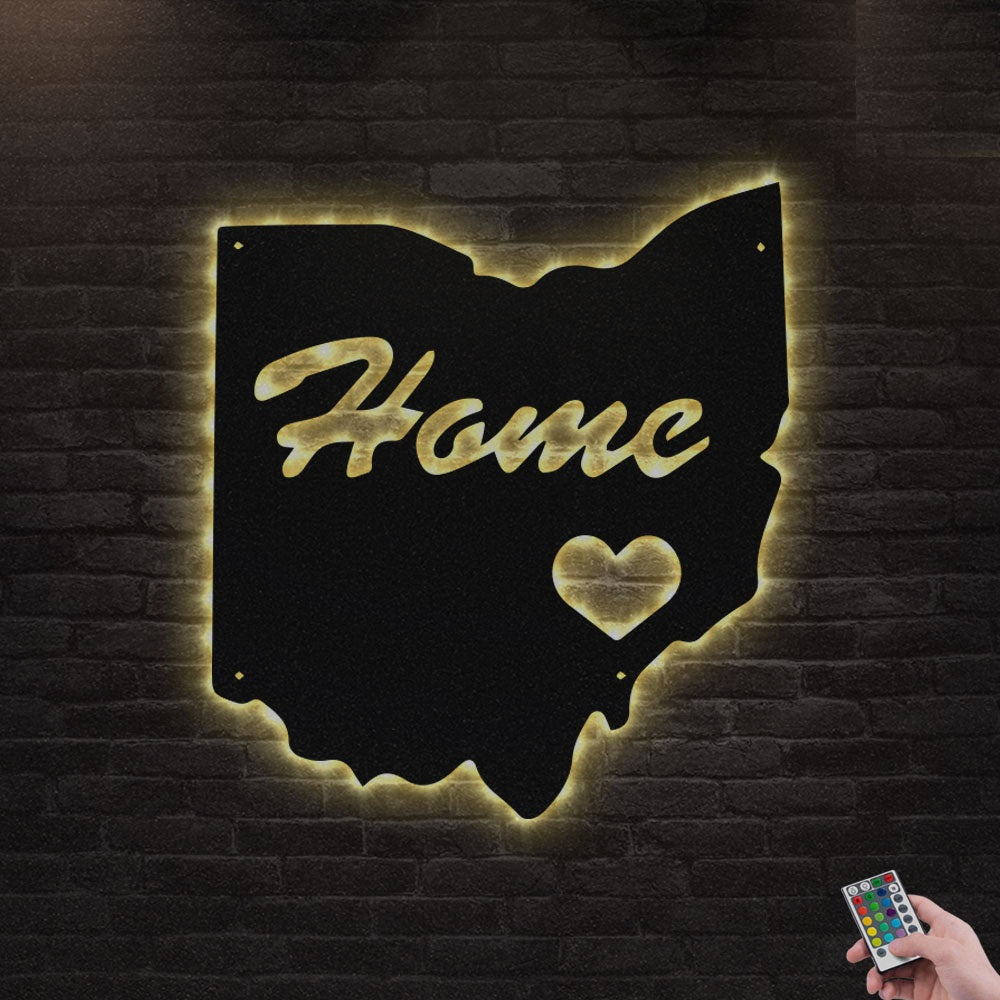 12"x12" Ohio Love My Hometown - Led Light Metal - Owls Matrix LTD