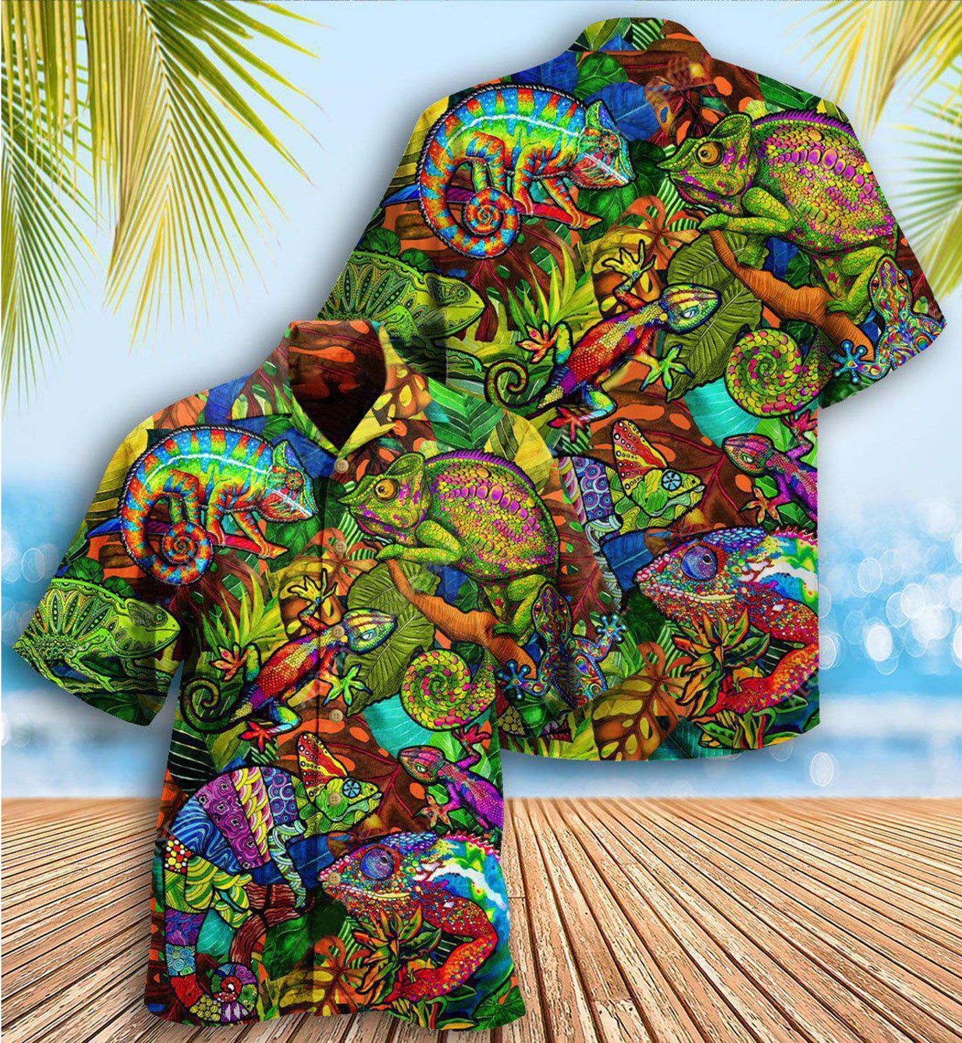 Chameleon Animals Life Is Better With A Chameleon Pattern - Hawaiian Shirt - Owls Matrix LTD
