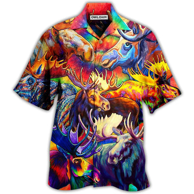 Hawaiian Shirt / Adults / S Moose Beautiful Painting Color Style - Hawaiian Shirt - Owls Matrix LTD