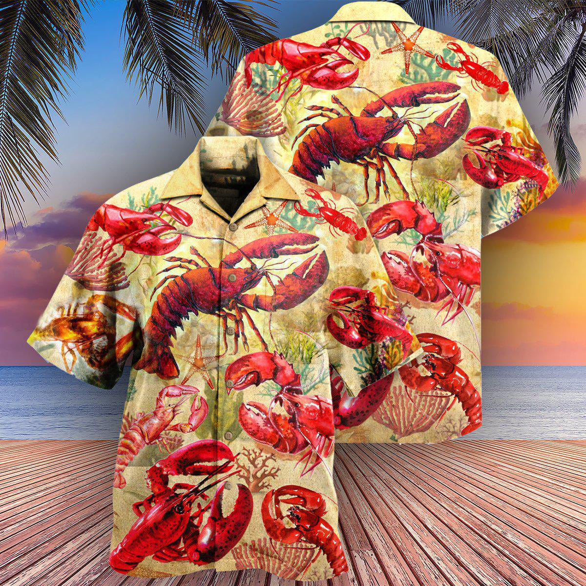 Shrimp Animals Red In The Ocean - Hawaiian Shirt - Owls Matrix LTD