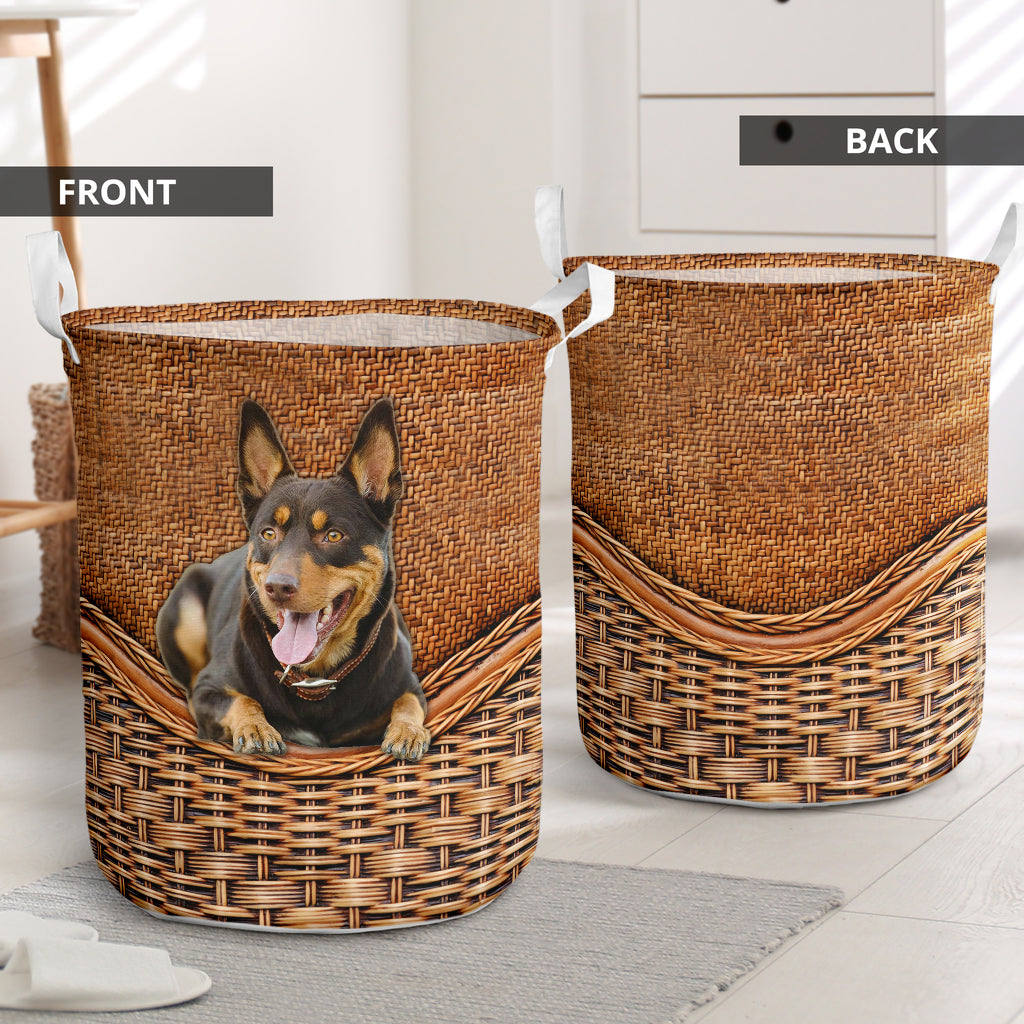 Australian Kelpie Dog Rattan Teaxture - Laundry basket - Owls Matrix LTD