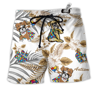 Beach Short / Adults / S Autism Boxer Tropical Floral - Beach Short - Owls Matrix LTD