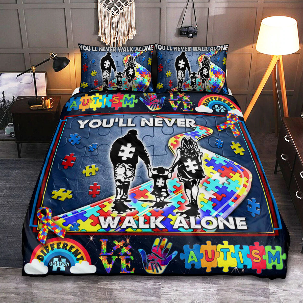 Autism Love You'll Never Walk Alone - Bedding Cover - Owls Matrix LTD