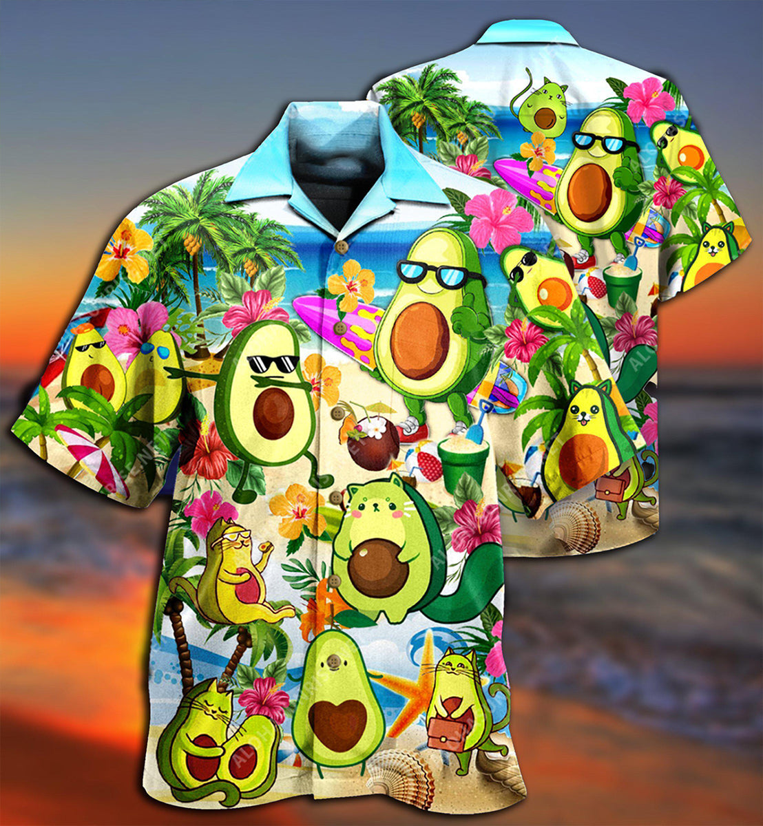 Avocado Chilling By The Beach - Hawaiian Shirt - Owls Matrix LTD