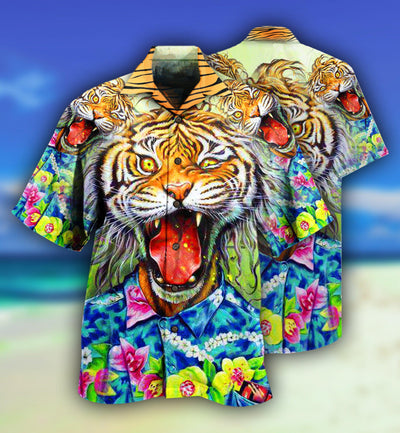 Tiger Awesome With Floral - Hawaiian Shirt - Owls Matrix LTD