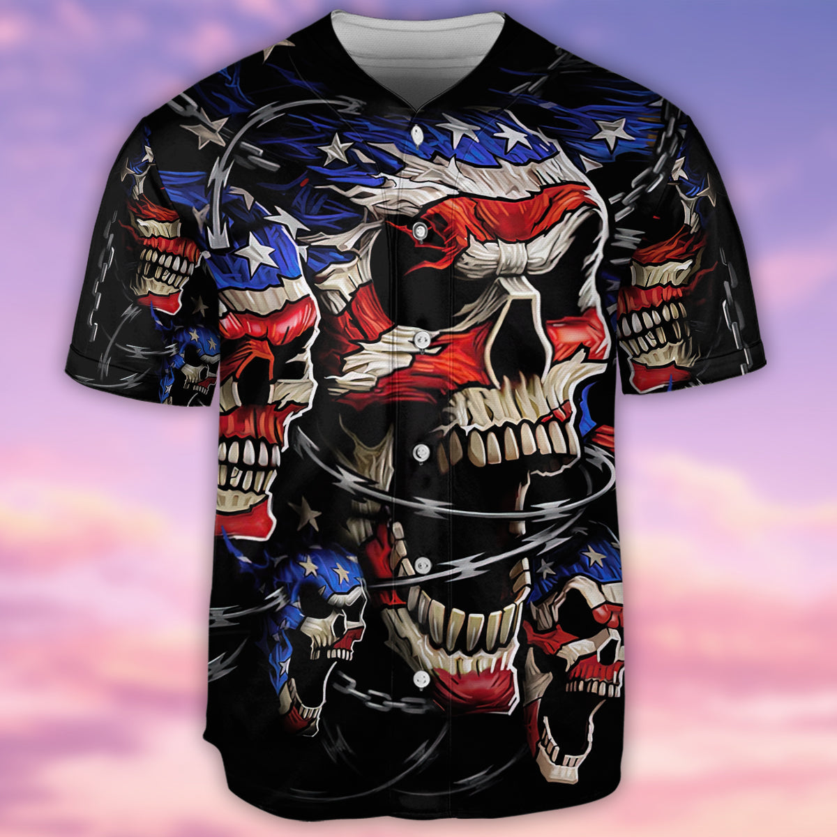 Skull America Forever - Baseball Jersey - Owls Matrix LTD
