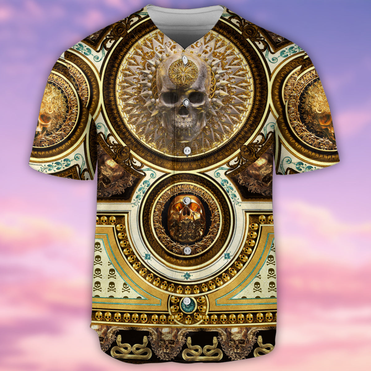 Skull Gold Luxury Style - Baseball Jersey - Owls Matrix LTD