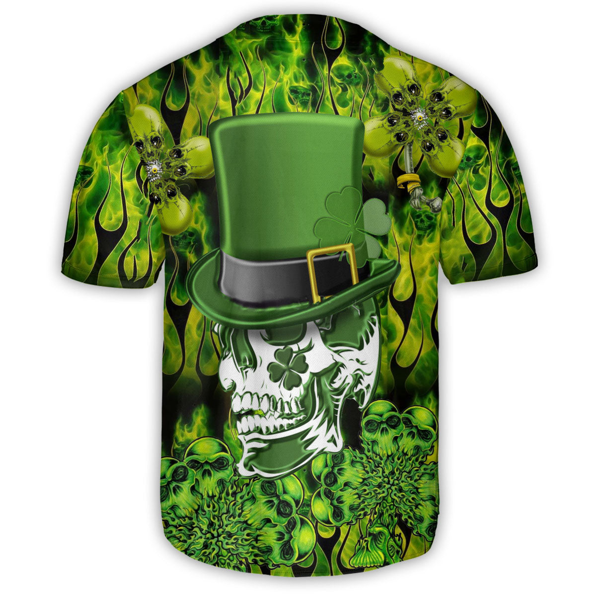 Irish Skull Enjoys Saint Patricks Day - Baseball Jersey - Owls Matrix LTD