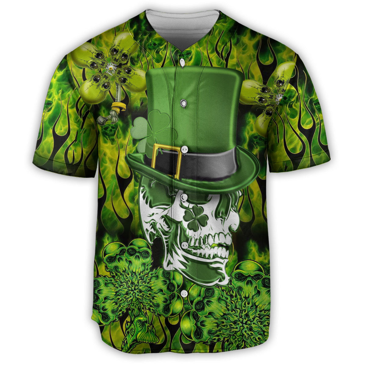 S Irish Skull Enjoys Saint Patricks Day - Baseball Jersey - Owls Matrix LTD