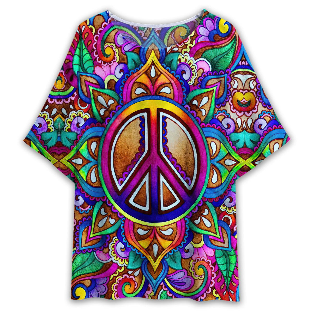 S Hippie Love Life Pattern - Women's T-shirt With Bat Sleeve - Owls Matrix LTD