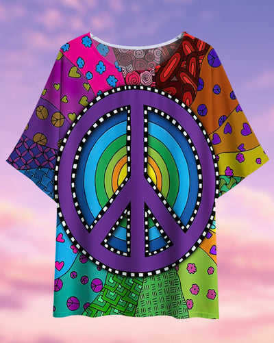 Hippie It's A Wonderful Life - Women's T-shirt With Bat Sleeve - Owls Matrix LTD