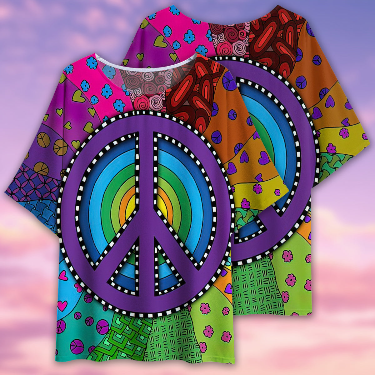 Hippie It's A Wonderful Life - Women's T-shirt With Bat Sleeve - Owls Matrix LTD