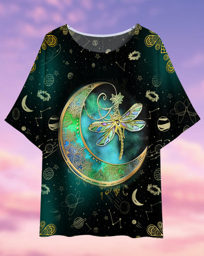 Dragonfly Mandala Amazing Style - Women's T-shirt With Bat Sleeve - Owls Matrix LTD