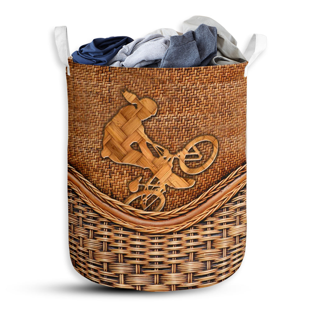 S: 17.72”x13.78” (45x35 cm) BMX Bike Rattan Teaxture - Laundry Basket - Owls Matrix LTD