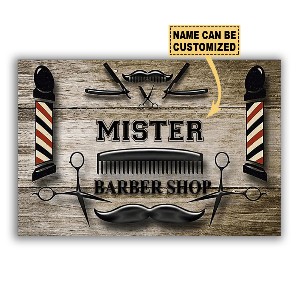 12x18 Inch Barber Shop Classic Style Personalized - Horizontal Poster - Owls Matrix LTD