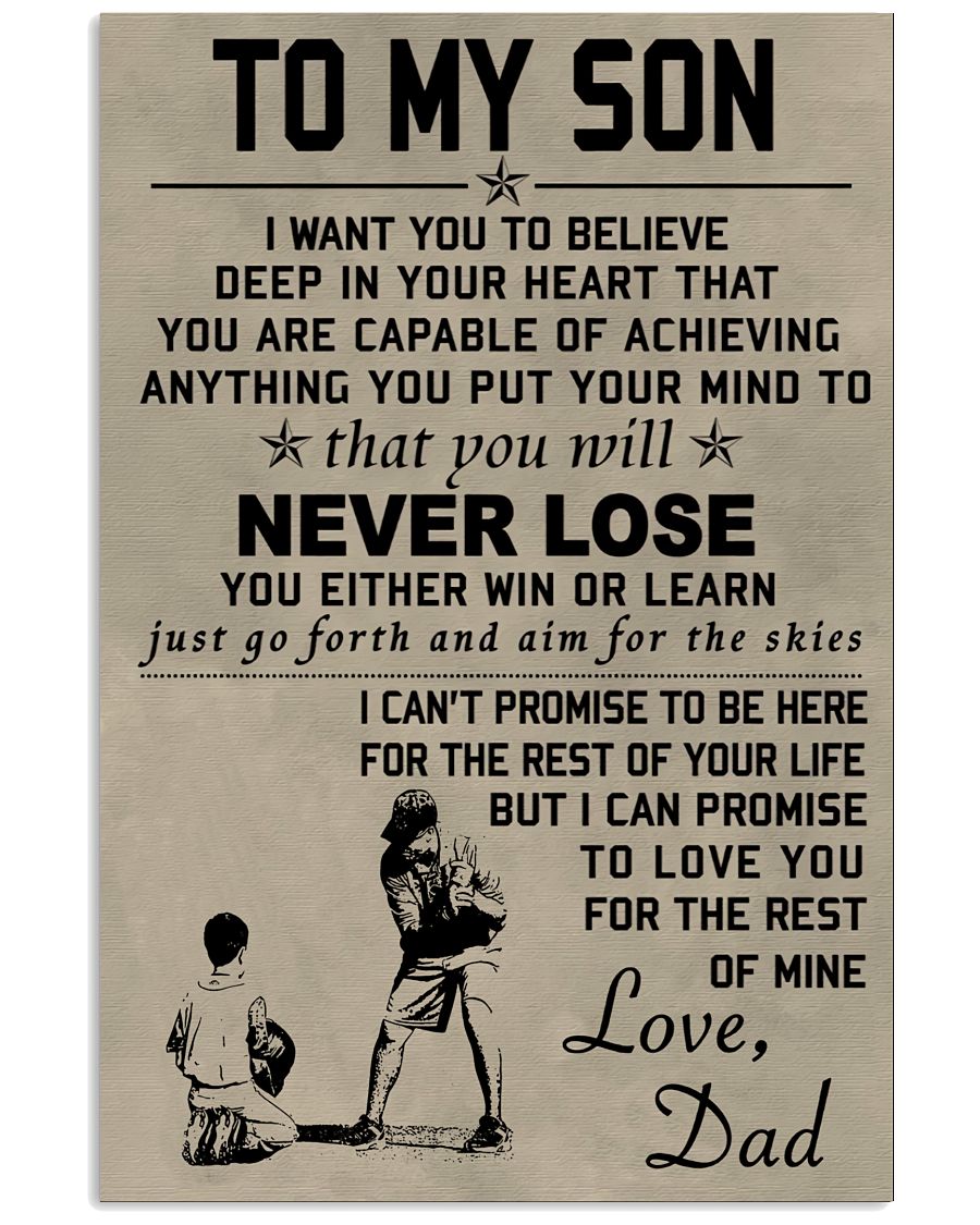 12x18 Inch Baseball To My Son Never Lose Love Dad Never Lose - Vertical Poster - Owls Matrix LTD